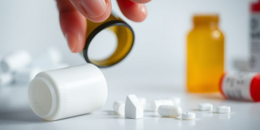 Hand holding pill bottle for post-exposure prophylaxis.