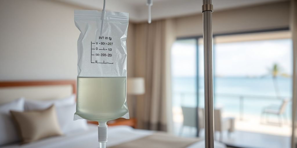 IV drip in hotel room